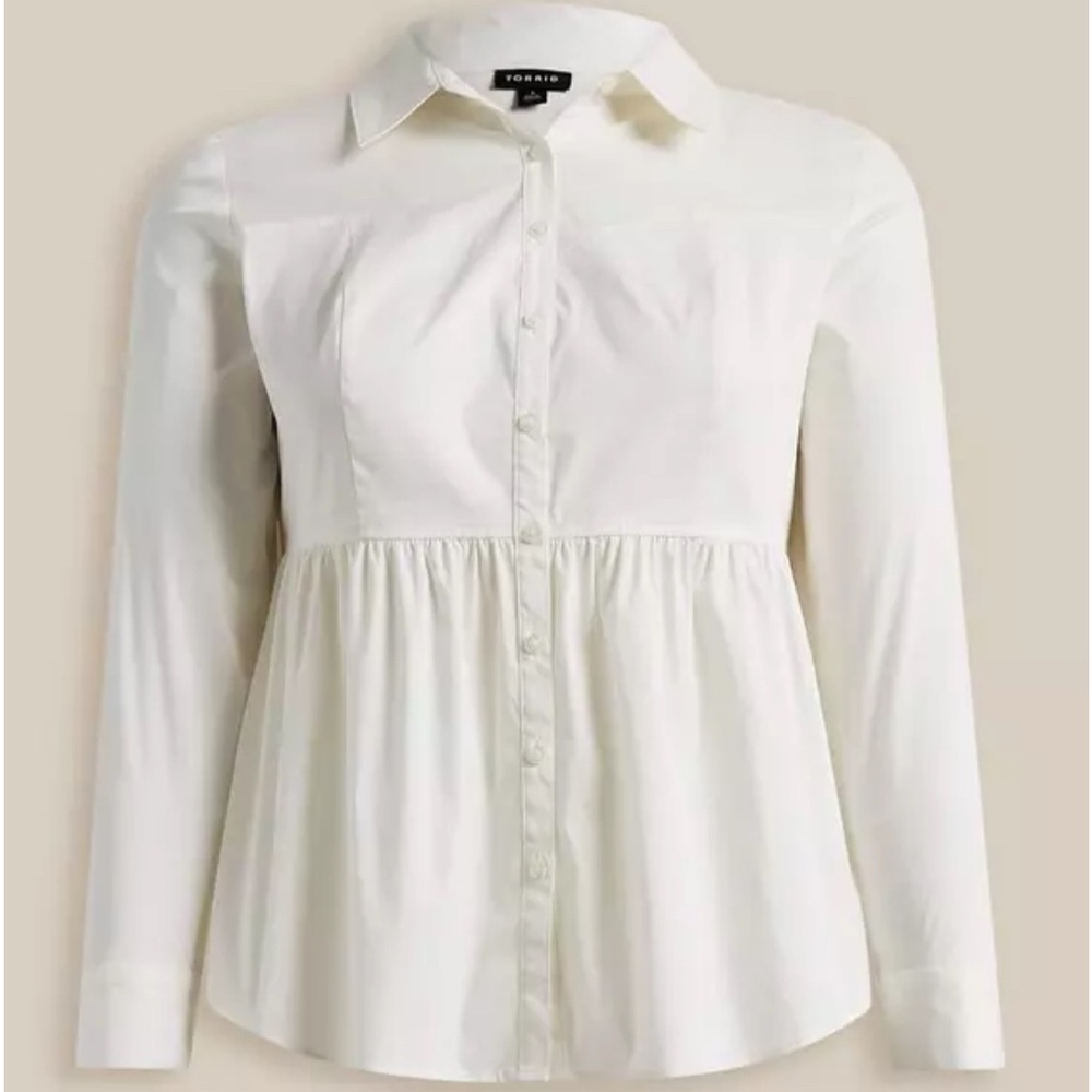 TORRID WHITE POPLIN BUTTON FRONT W/CORSET SIZE 3X NWT - Picture 4 of 5
